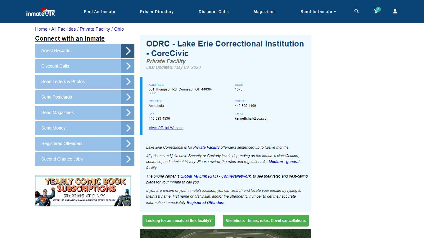 ODRC - Lake Erie Correctional Institution - CoreCivic - Inmate Search ...