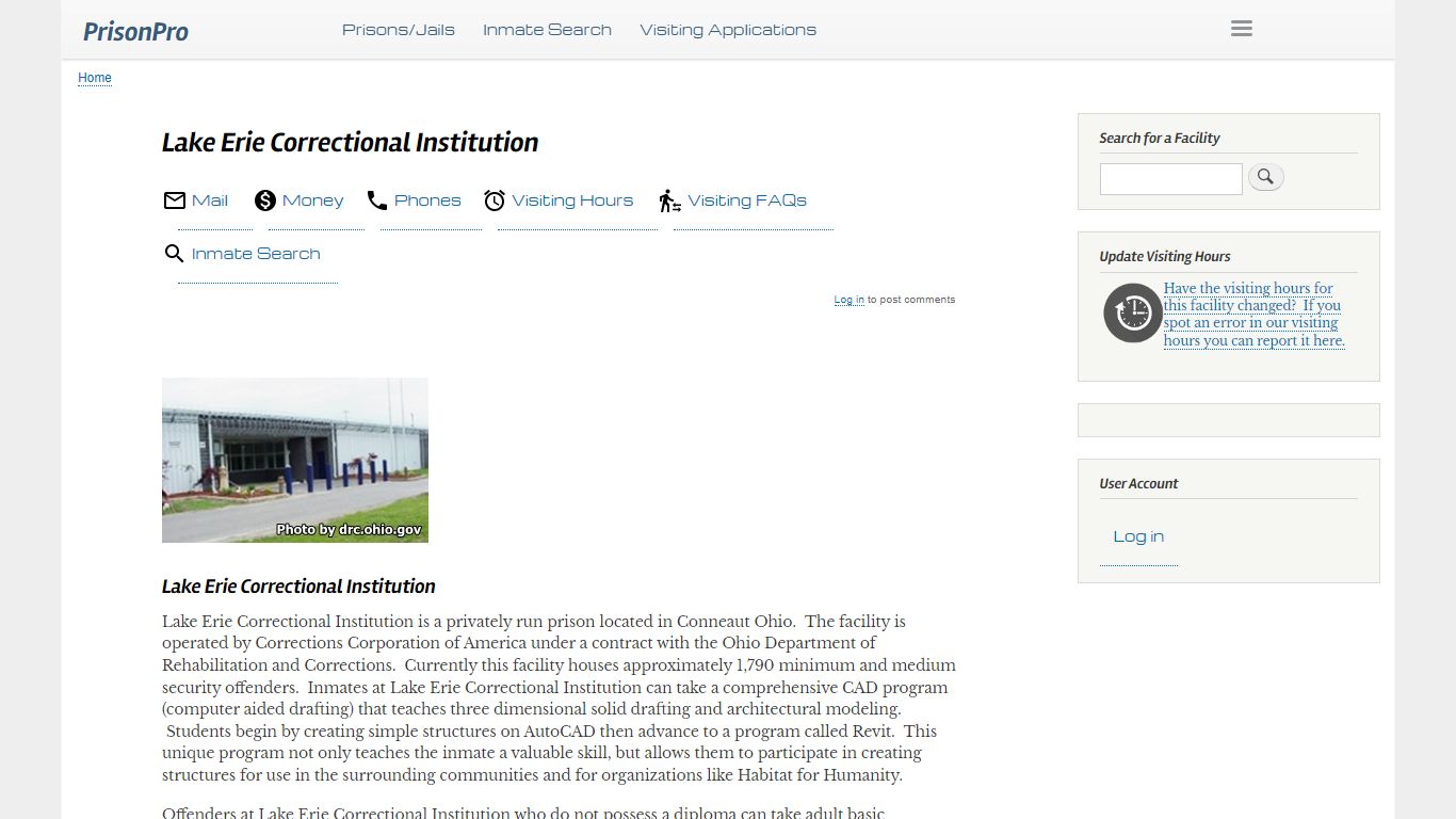 Lake Erie Correctional Institution Visiting hours, inmate ... - PrisonPro